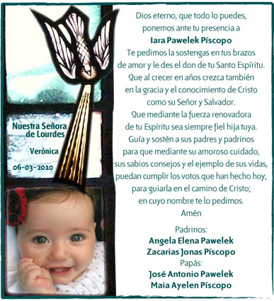 tarjeta de bautismo